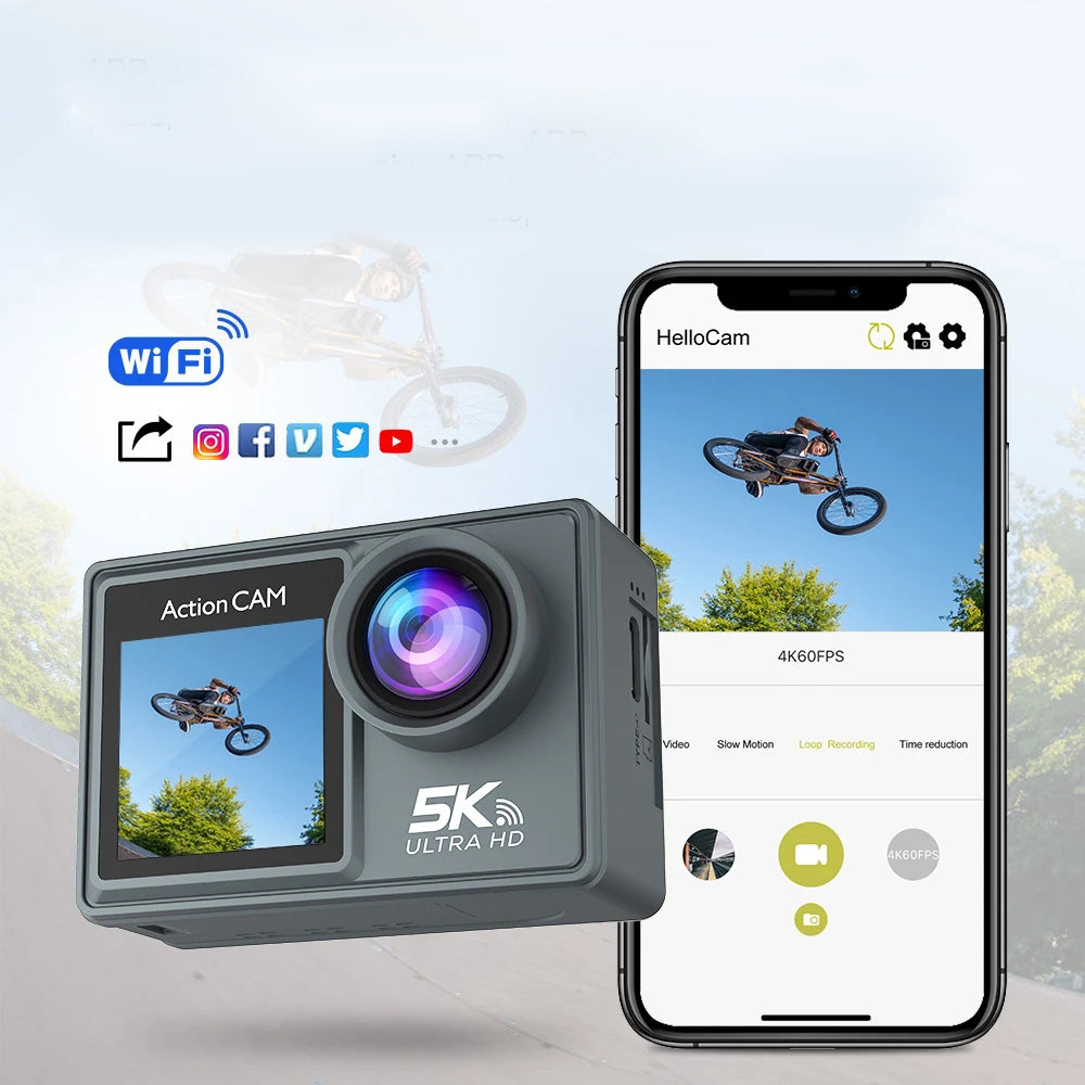 GWD-M40R Waterproof Dual Screen 5K Vlog Video Action & Sports Camera for Photography