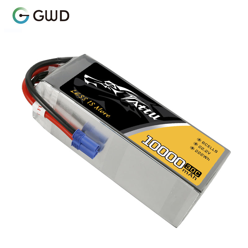 Portable Lithium Batteries Tattu 22.2V 30C 6S 10000mAh Rechargeable Lipo Battery Pack With EC5 Plug Good Price For UAV Drone
